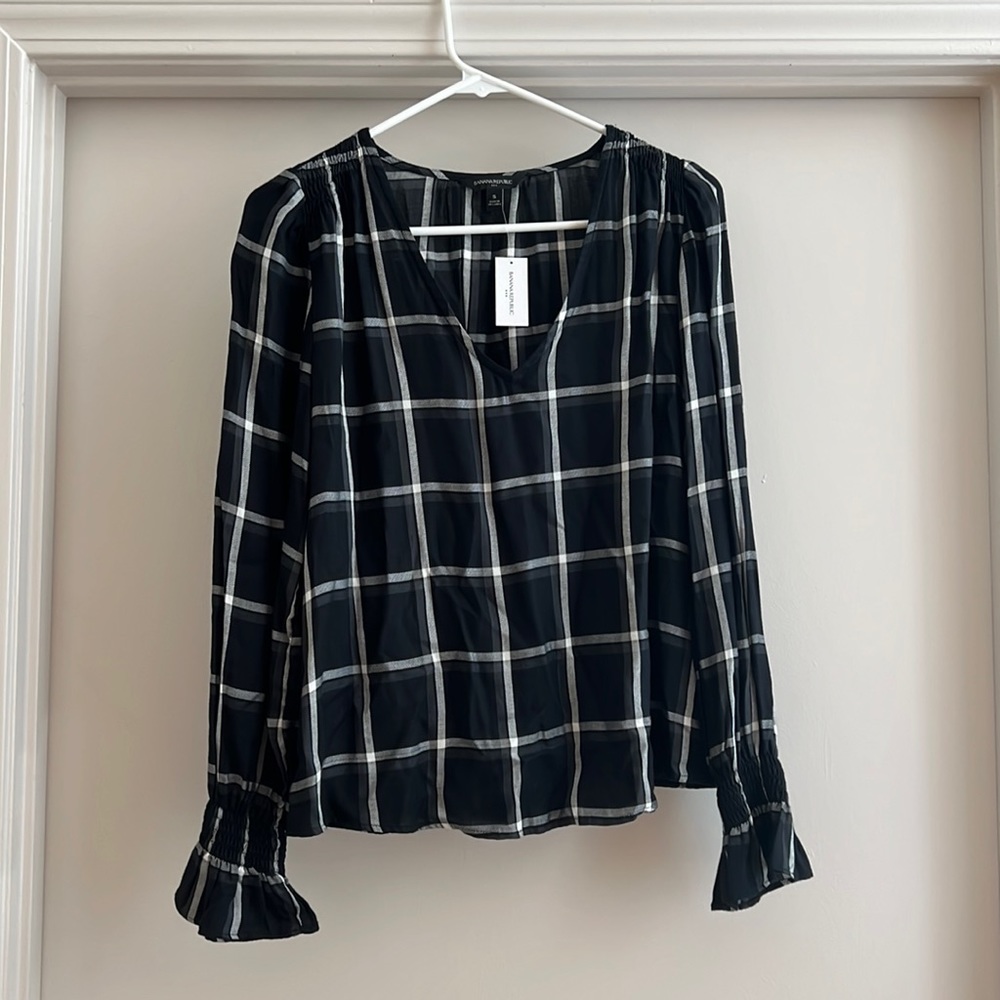 NWT Banana Republic Factory Size Small Plaid Blouse